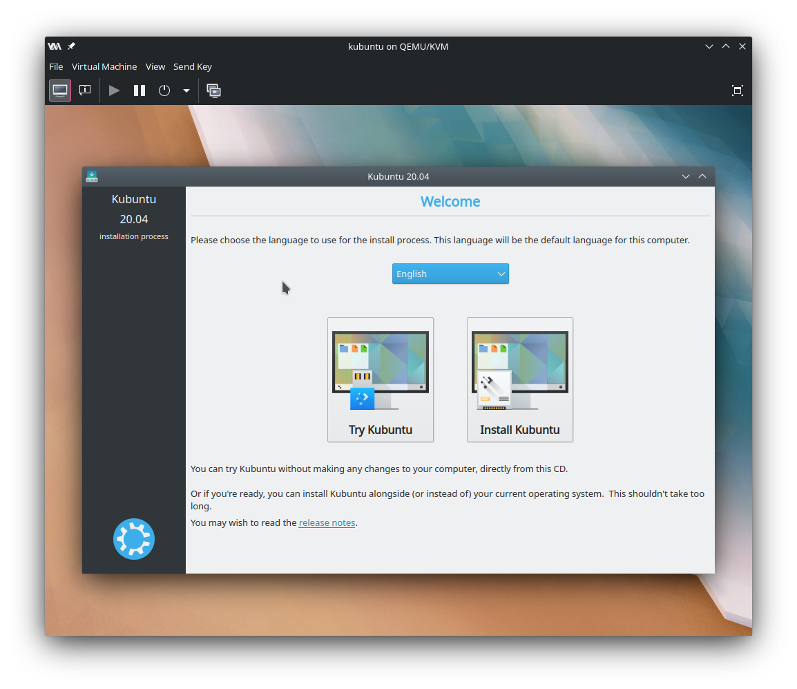 Kubuntu installation screen